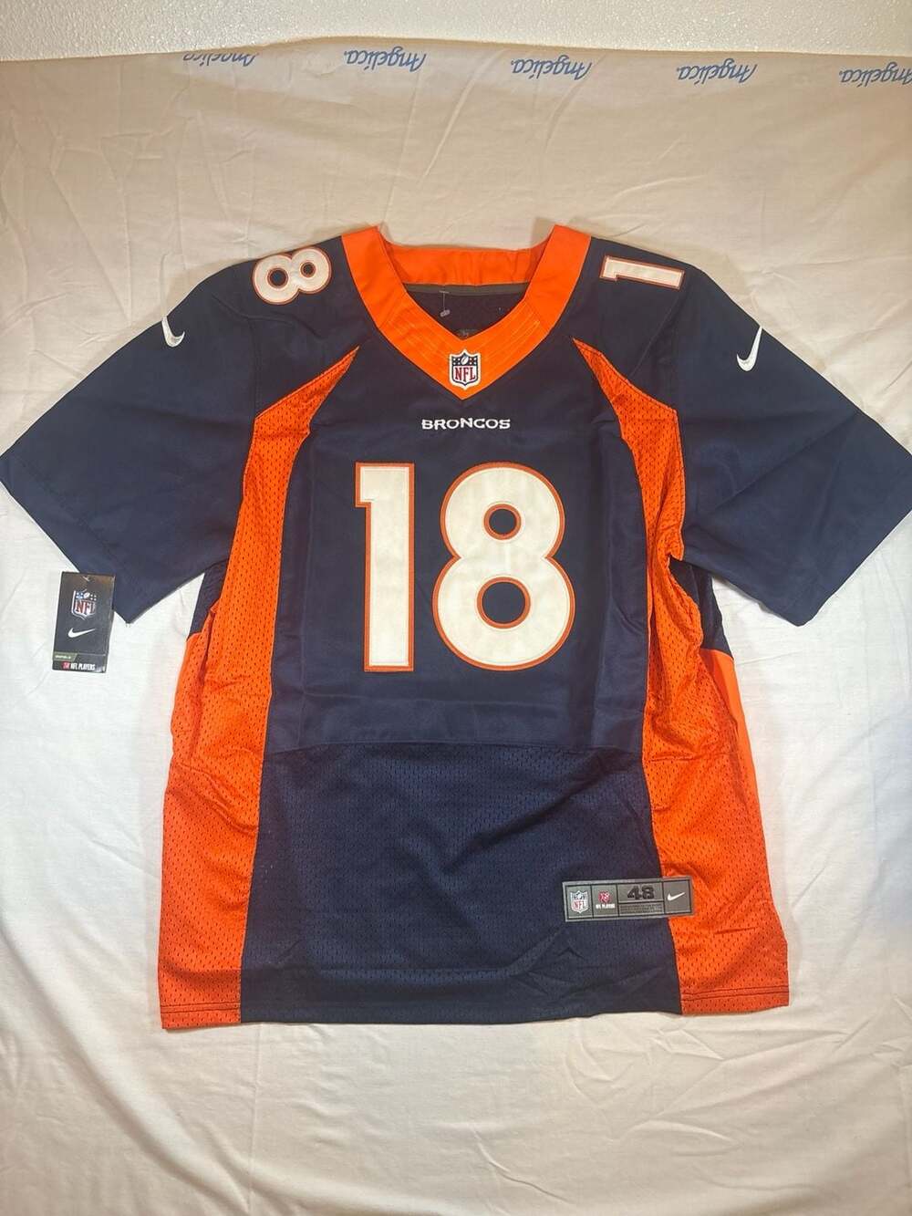 Nike Denver Broncos Peyton Manning #18 NFL On-Field Jersey Blue Size 48